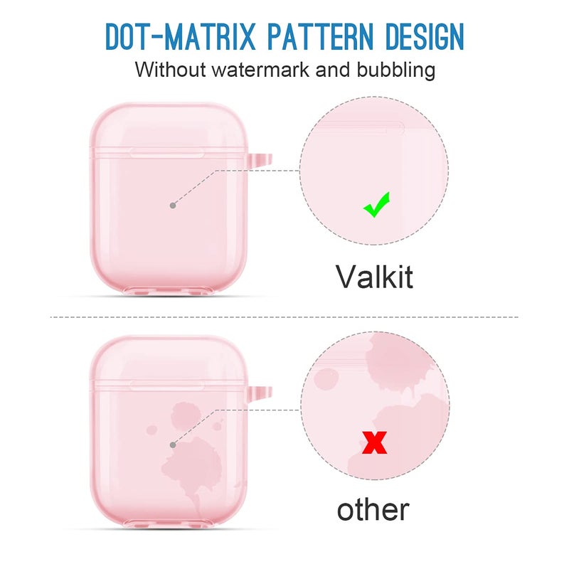 Valkit Compatible AirPod Case Cover, Clear Airpods Case with Keychain Soft TPU Protective Cover Shockproof Case for Girls Women Men Compatible with Apple AirPods Charging Case 2 & 1 - Clear Pink - Image 2